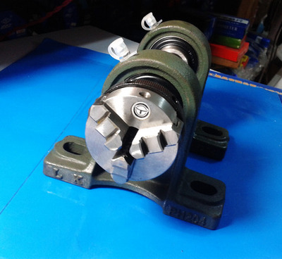 自制车床三爪四爪50/65小卡盘80/100带法兰主轴125轴承座配件组装