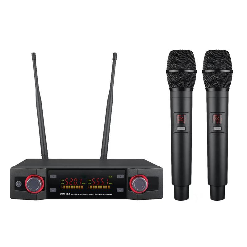 无线领夹话筒一拖二u段调频专业舞台防啸叫唱歌ktv音响家用麦克风