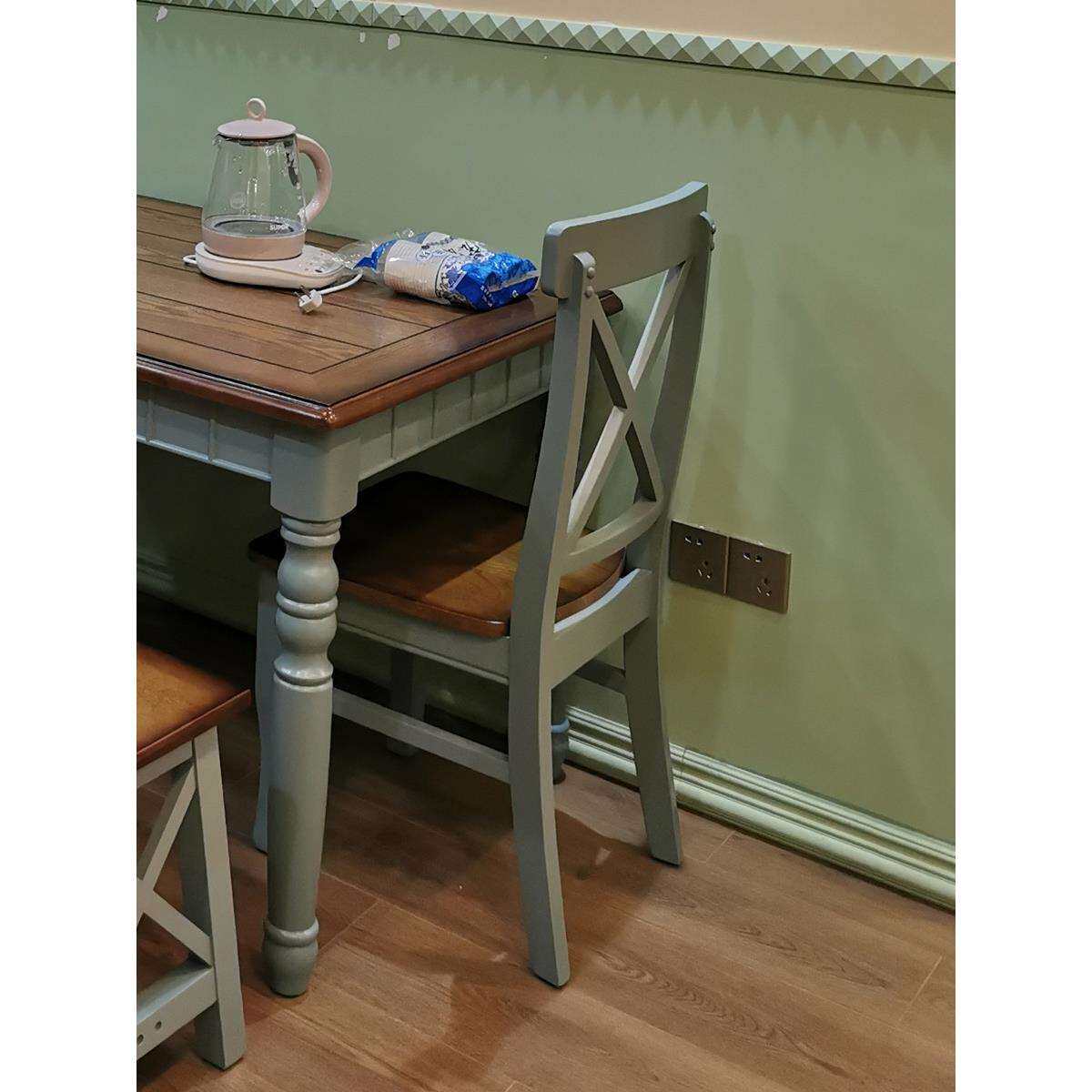 116款美式实木餐椅家用书桌椅地中海实木餐椅田园复古m&omega;