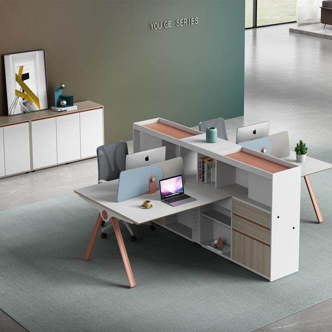 办公桌2人位职员办公台白色简约现代四人位财务桌椅组合电脑办公