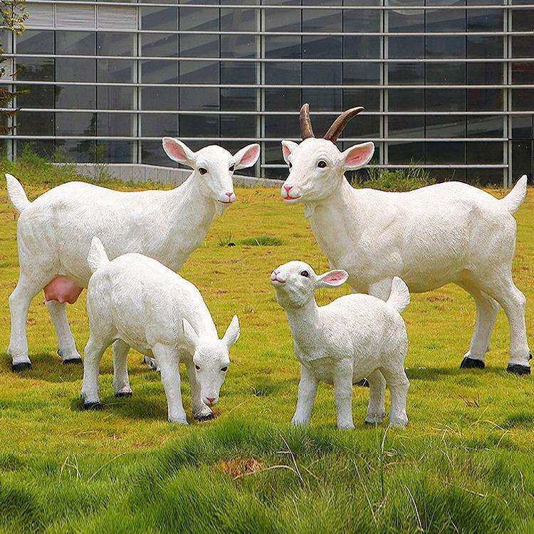 仿真山羊玻璃钢装饰摆件户外花园庭院草原幼儿园绵羊动物模型雕塑