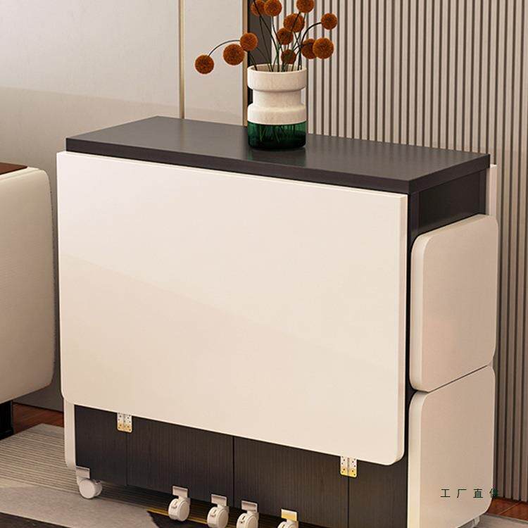 家用折叠餐桌可移动伸缩长方形简易小户型多功能桌椅组合吃饭桌子