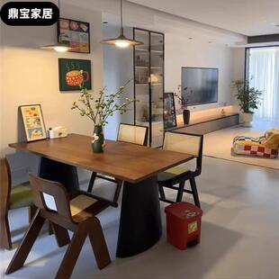 中古实木餐桌家用工作台长桌极简客厅现代简约原木茶桌茶台大板桌