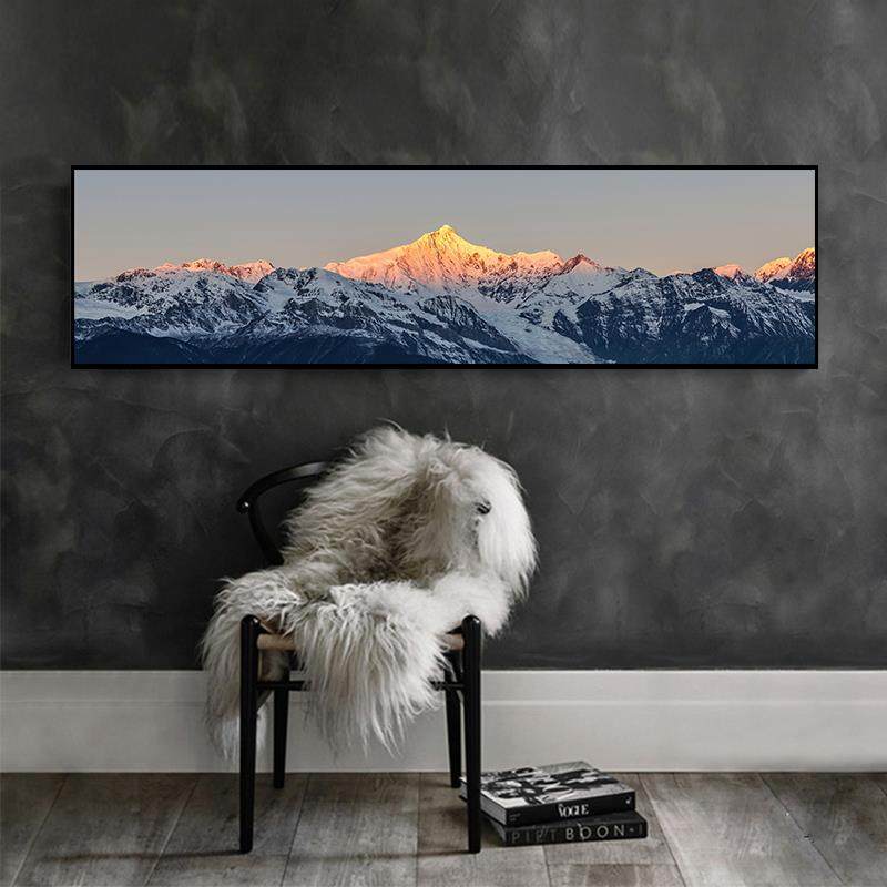 A6L日照金山梅里雪山挂画冈仁波齐客厅装饰画卧室床头画led发光灯