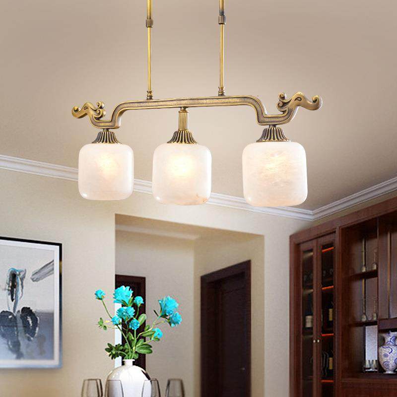 中式餐厅吊灯三头全铜灯简约饭厅灯复古吧台灯具灯饰云石灯书房灯,收纳整理,烫衣板及配件,淘宝优惠券,粉丝福利购,淘宝优惠卷
