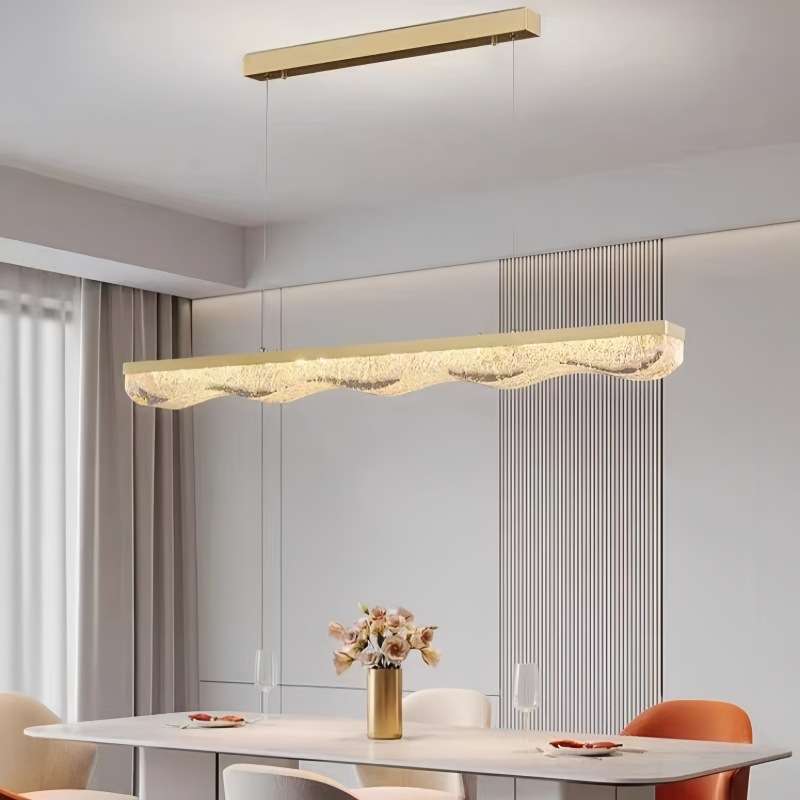 现代简约餐厅吊灯极简创意长条形餐桌灯树脂前台吧台一字LED灯具