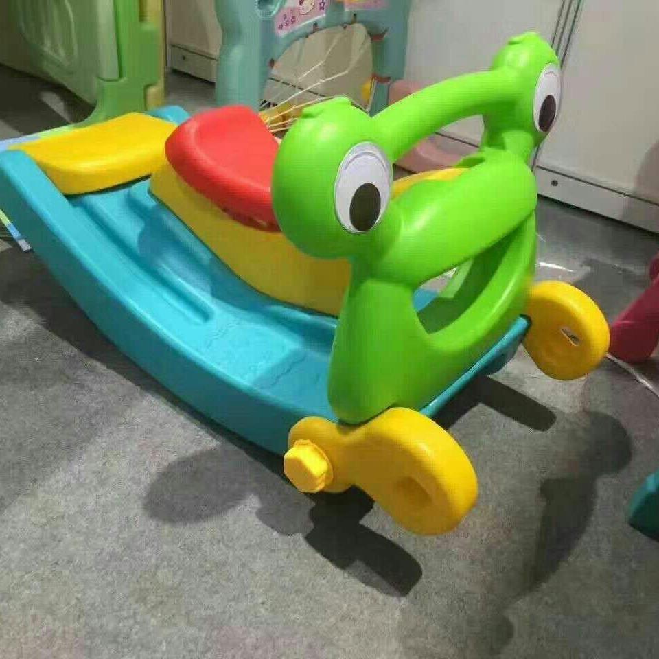 新款青蛙双用摇马滑梯幼儿园早教儿童多功能滑梯凳子爬滑玩具