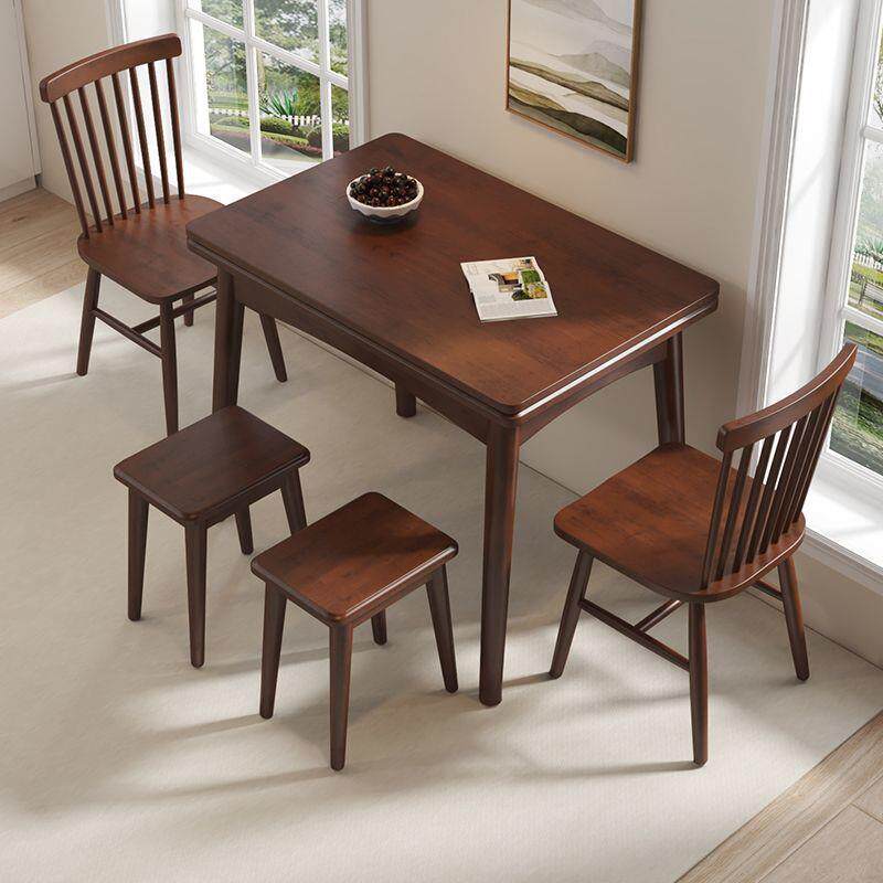 实木餐桌小户型家用可折叠伸缩北欧现代简约长方形桌子餐桌椅组合