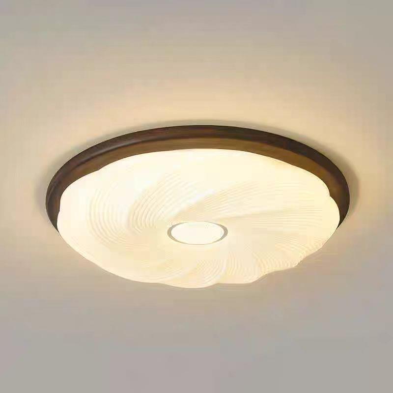 法式中古吸顶灯卧室灯复古美式胡桃木纹书房意式风灯具室内