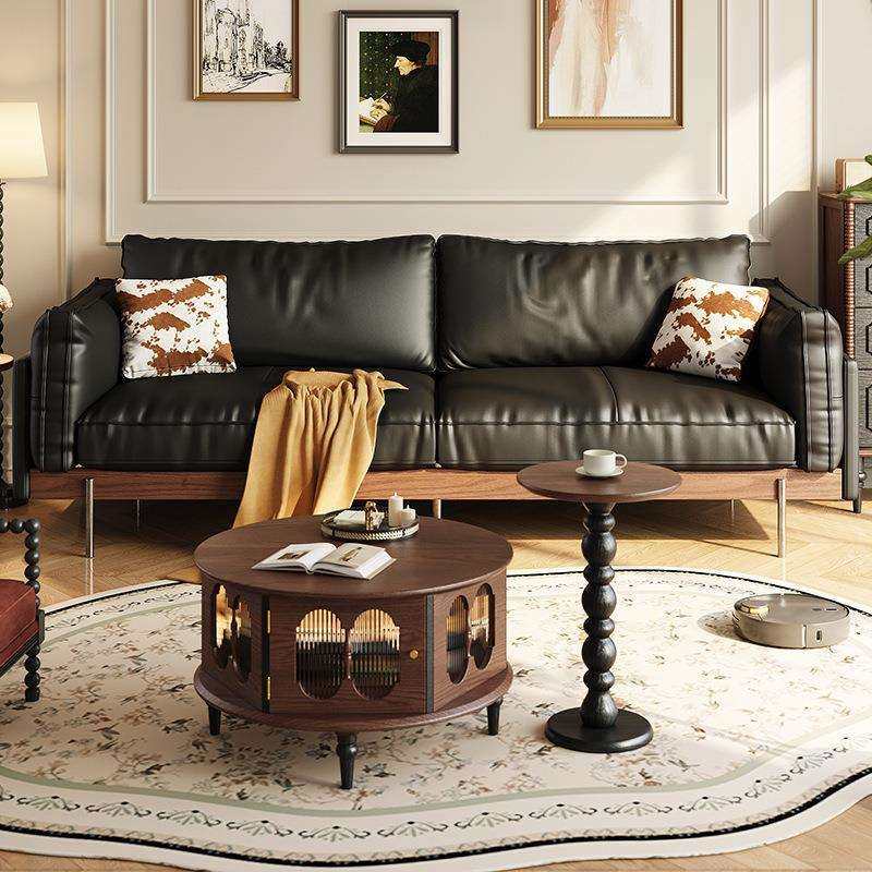 法式复古风黑色油蜡真皮沙发中古客厅实木创意民宿设计师复古沙发,智能设备,其他智能设备,淘宝优惠券,粉丝福利购,淘宝优惠卷