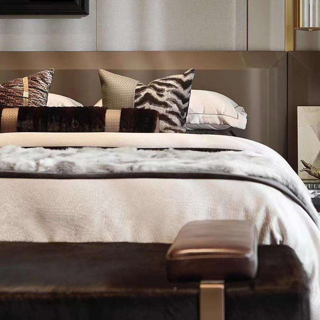 轻奢现代样板间床品售楼部样板房床上用品软装摆场简约多件套