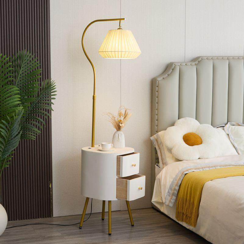 简约现代北欧风格高端卧室床头柜客厅沙发茶几智能一体落地式台灯