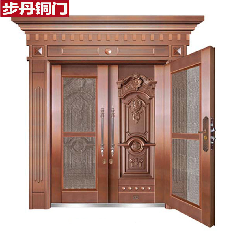 步丹铜门不锈钢入户门带纱窗