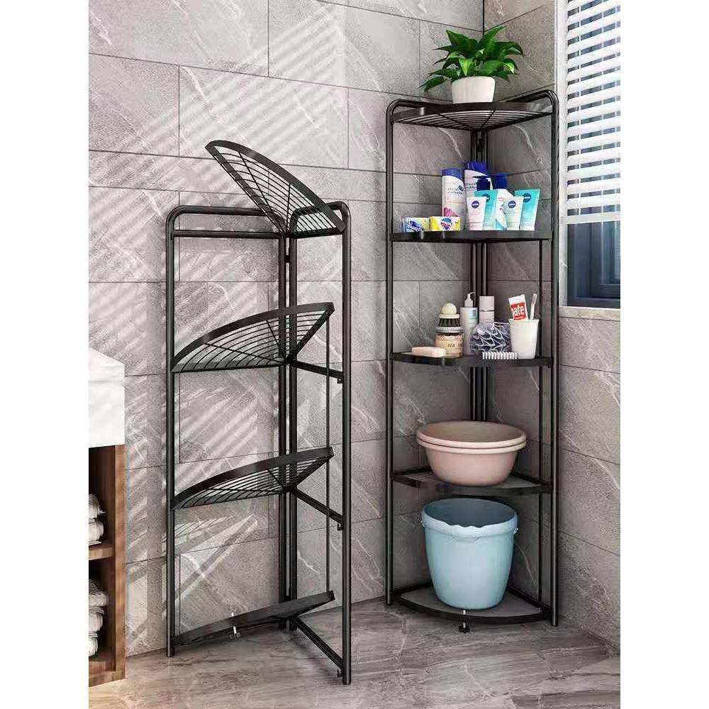 免安装折叠卫生间置物架浴室三角架落地式厕所洗手间收纳架子