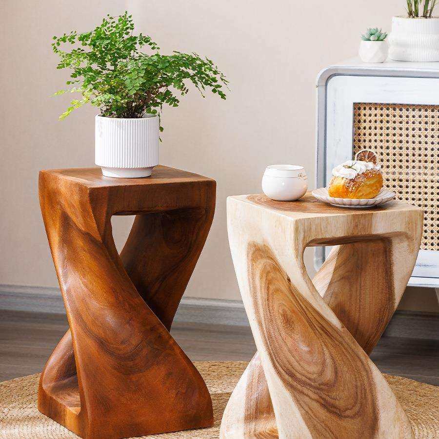 泰国实木墩子矮凳家用原木边几创意坐凳根雕木头树桩摆件花架花凳