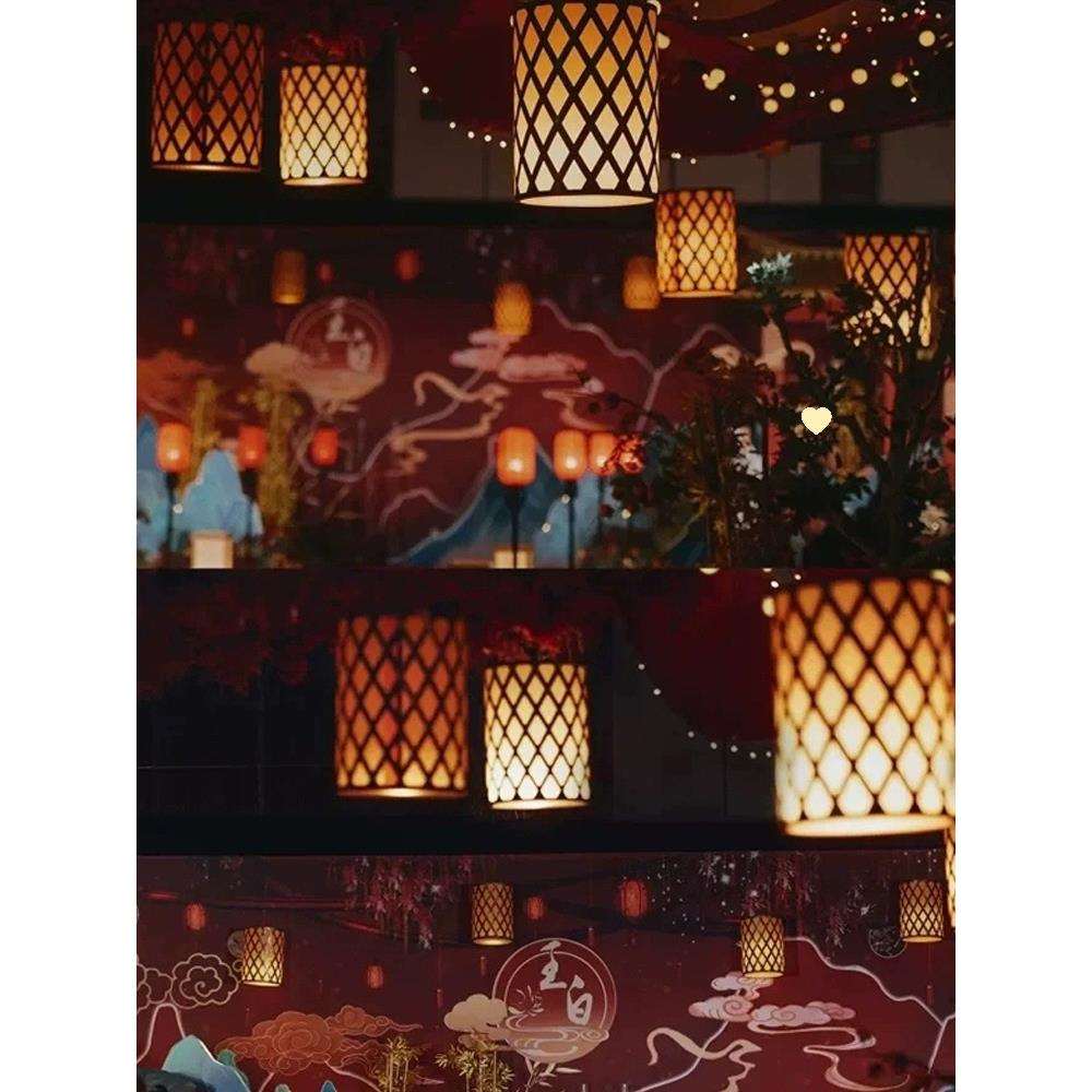 婚庆铁艺发光灯笼婚礼吊顶中式路引吊灯宫灯结婚装饰布置摆件镜面