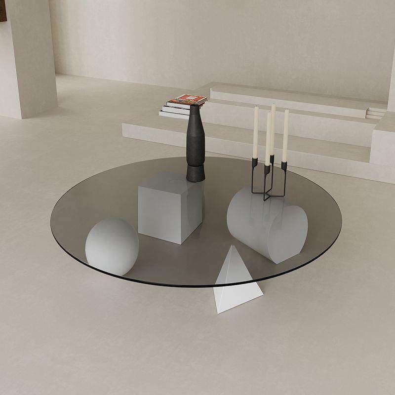 Yla创意轻奢钢化玻璃茶桌客厅圆型茶几极简约现代桌子多几何艺术
