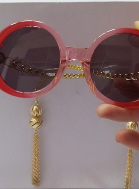 高奢板材太阳镜吊坠椭圆形墨镜 前卫  时尚防紫外线佳ja529红色