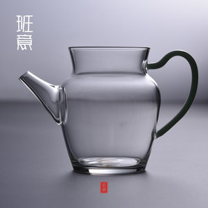 出口玻璃公道杯带把耐高温纯手工茶海功夫茶具大号日式耐热公杯