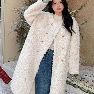 中长款羊羔毛大衣绒外套