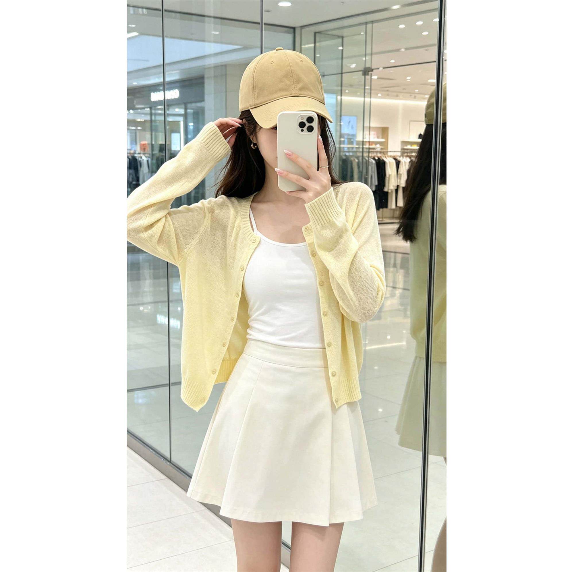早秋黄色针织开衫女长袖
