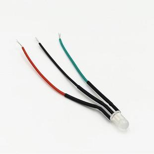 5MM圆头雾状LED双色发光二极管 3V6V12V24V220V共阴共阳带线20CM