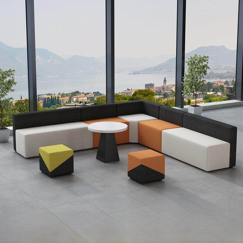 创意休息区转角靠背培训机构银行休闲接待室等候办公沙发茶几组合