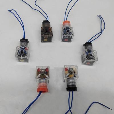 液压电磁阀插头配件DC24v接线 线接头线 线圈AC220伏带灯