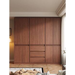 中古风FAS橡木实木ENF级环保骨格线定制分段式衣柜家用卧室免拉手