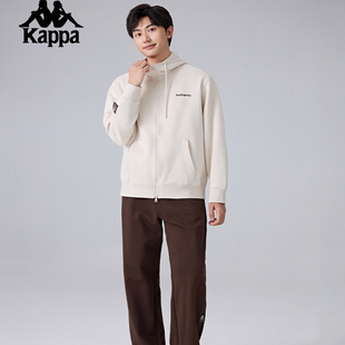 Kappa卡帕背靠背男款针织开身帽衫复古运动开衫卫衣休闲外套上衣