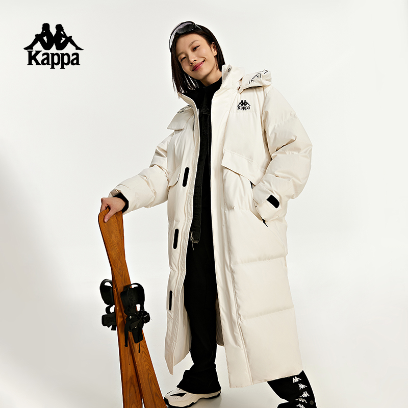 1-Kappa卡帕羽绒服2023新款男女长款过膝户外运动连帽复古防寒服