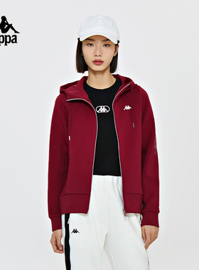 Kappa卡帕开身帽衫2024新款女运动卫衣字母休闲长袖外套K0E22MK41