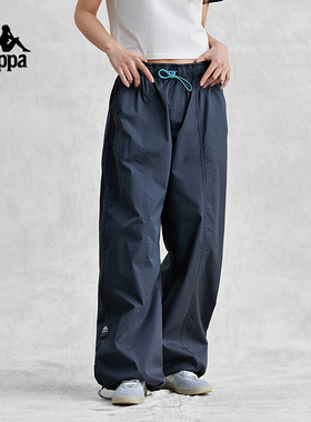 Kappa卡帕休闲裤2024新款女运动长裤潮流直筒裤小脚卫裤K0E42AX81