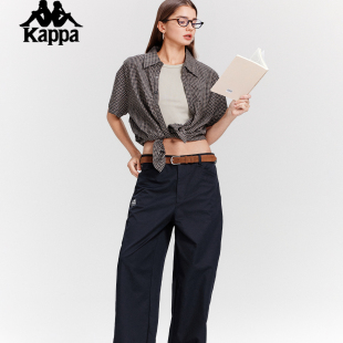 女 棉感索罗娜运动速干抽绳直筒微阔长裤 Kappa卡帕背靠背秋季 新品