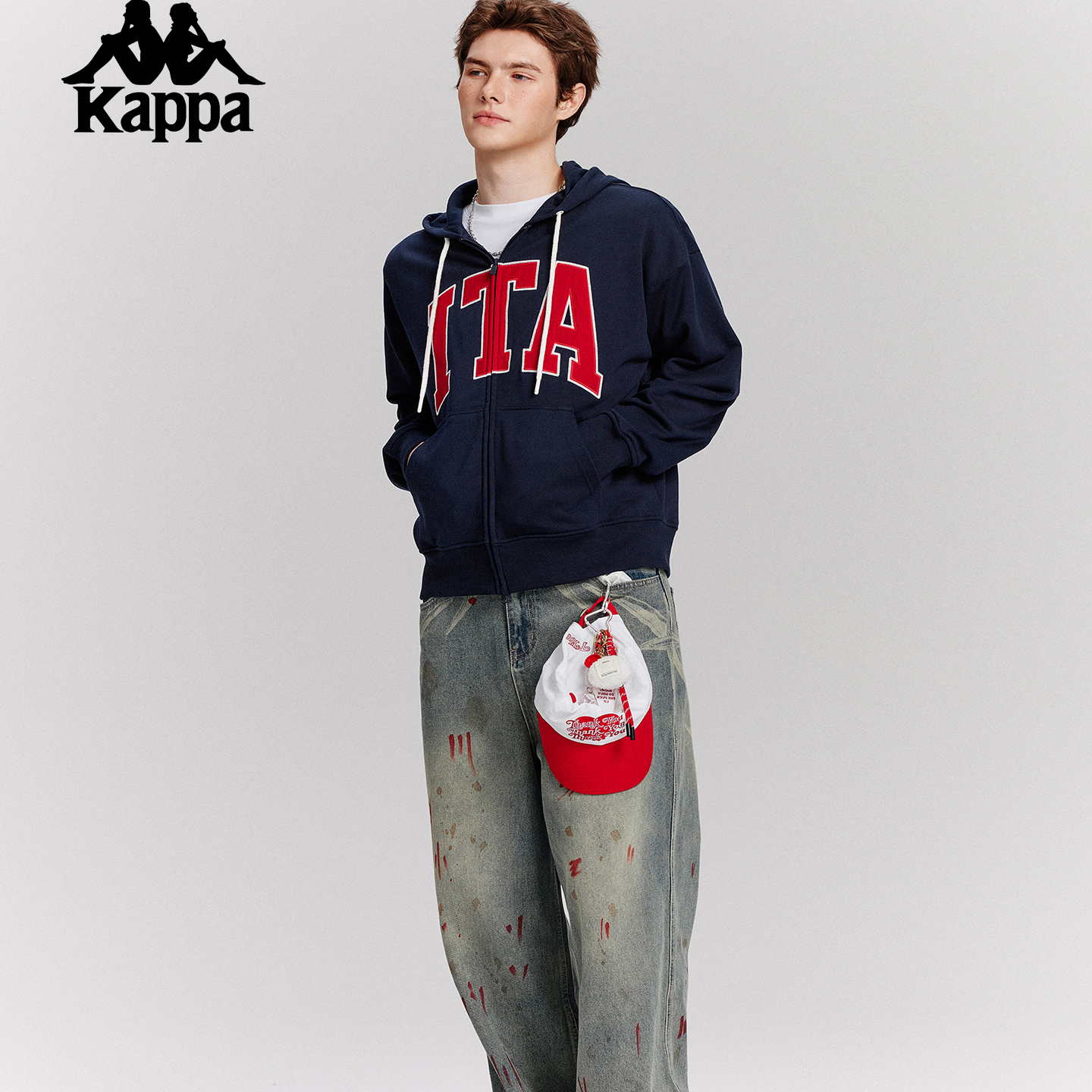 Kappa卡帕背靠背美式复古赛车元素外套男秋季新款针织开衫帽衫女