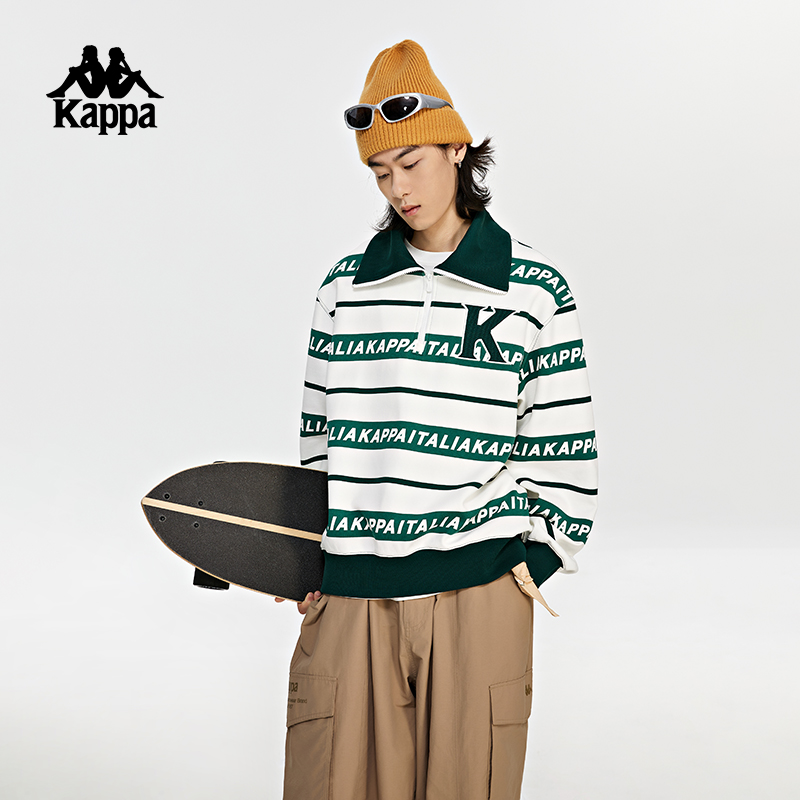 卡帕撞色条纹卫衣休闲长袖