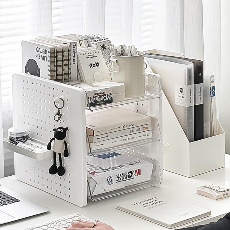 桌面文件收纳架办公室多层A4纸档案资料架工位分层整理置物架书架