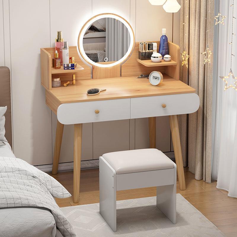 梳妆台小型出租屋用卧室客厅现代简约化妆台带灯镜子化妆小桌子