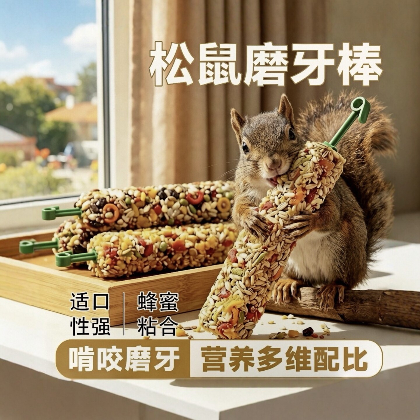松鼠坚果磨牙棒食用含果蔬蜂蜜