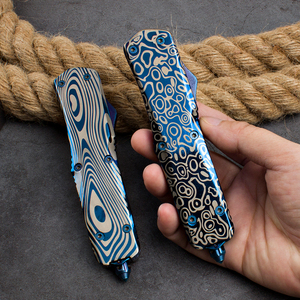 微技术蓝钛伤齿龙直出刀鞘锌铝合金手柄DIY手工大龙EDC携随身刀鞘