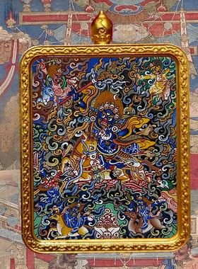 西藏纯手绘唐卡吊坠扎基拉姆绿度母大黑天文殊菩萨普贤菩萨本命佛