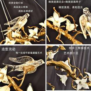 飞燕全铜创意客厅水晶吊灯餐厅灯别墅复式楼梯灯枝形艺术灯具