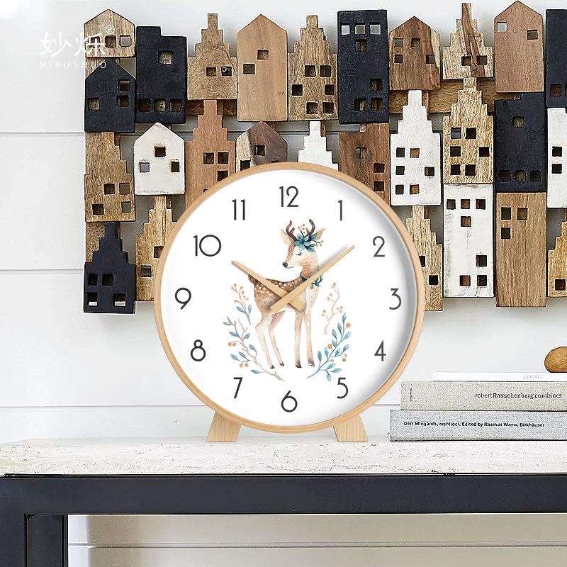 座钟个性创意台钟客厅现代简约实木台式钟表摆件坐钟大号摆钟桌面