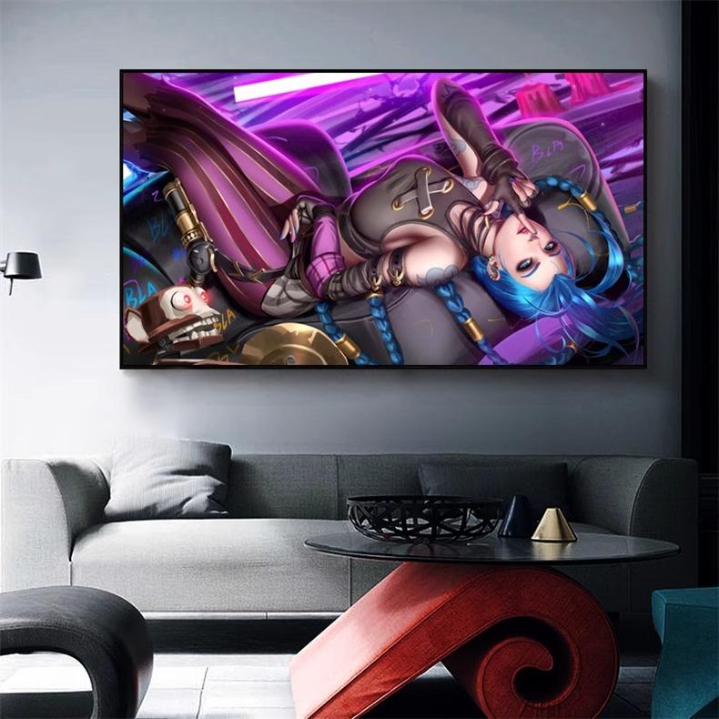 英雄联盟金克斯装饰画LOL双城之战金克丝 电竞房装饰网吧卧室壁画