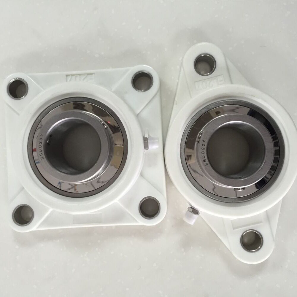 白色塑料轴承座P205F205FL205塑料带座轴承座不锈钢带底座耐腐