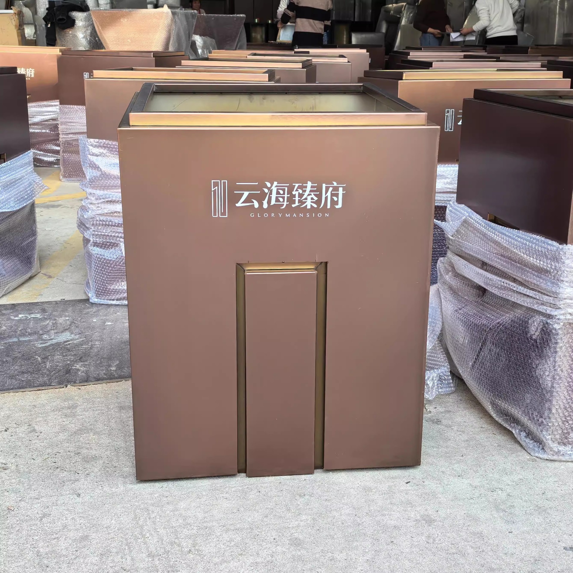 市政户外不锈钢花槽移动花箱花池景观花坛树池矩形绿色植物站