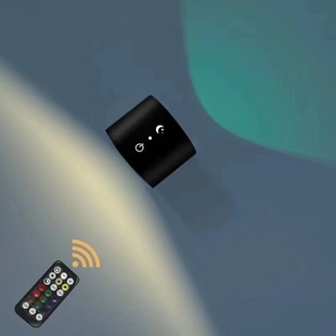 三色RGB360度磁吸壁灯触摸遥控橱柜射灯跨双面发光磁吸氛围小夜灯