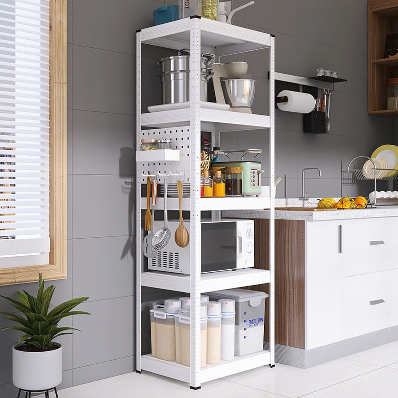 【峰阳置物架】新款洞洞板厨房落地多层微波炉烤箱收纳架餐边柜