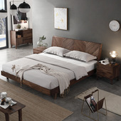 北美黑胡桃木北欧全双人婚床1.8米1.5m主卧室家具简约现代实木床