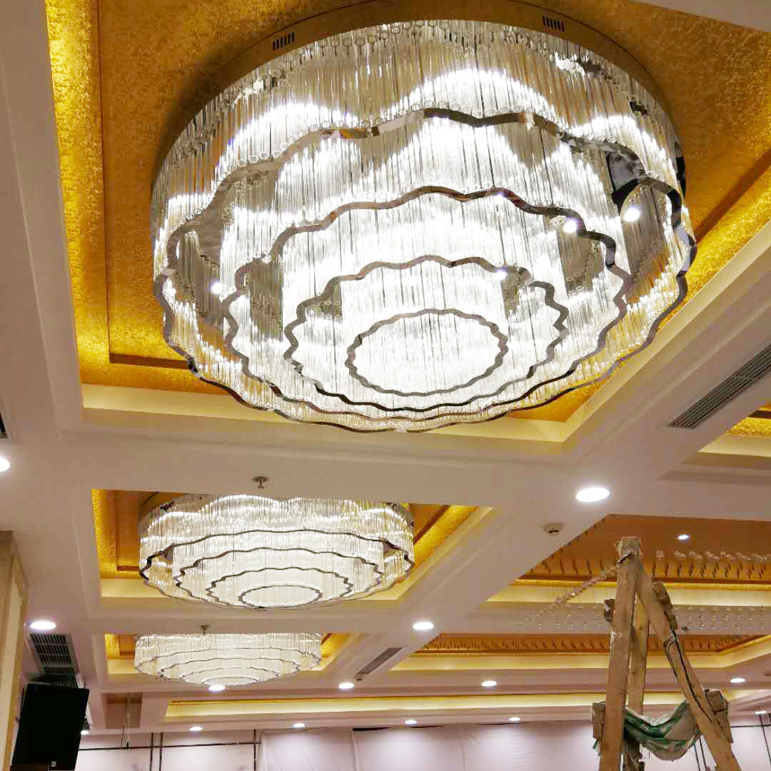 中式水晶玻璃梅花管吸顶灯会所别墅酒店大堂宴会厅非标工程定制